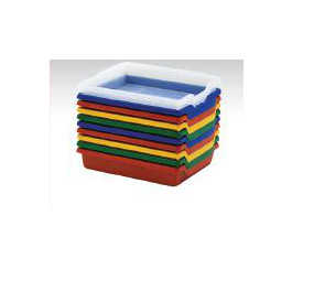 Vaschetta portagiochi in materiale plastico colorato.
